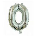 Single 16-inch silver number 0 foil balloon for festive birthday and wedding decoration - Bright Silver O