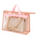 Pink PVC dustproof handbag organizer bag with clear view and zipper closure - 45*38*20CM Size XL (Thick) / Pink