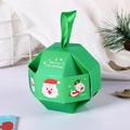 Boîte cadeau de Noël verte avec motifs bonhomme de neige, Père Noël et poignée satin - Père Noël/Bonhomme de Neige Vert