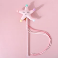 Bacchetta per gatti con stella di peluche rosa e nappine colorate interattive - Stella Marina Rosa