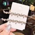 Fermagli per capelli ondulati con strass e perle in oro champagne da donna - Fermaglio a onda / Oro