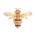 Spilla a forma di ape dorata con ali in smalto giallo e strass color ambra scintillanti - Ape Strass Ambra