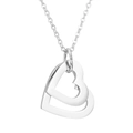 Detail shot of silver double heart pendant necklace with delicate link chain - Silver 2 Hearts