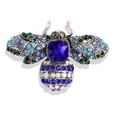 Squisita spilla ad ape color argento con vivaci strass di cristallo blu e verde brillante - YNCP3345 Ape Blu / Argento