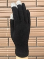 Black knitted winter gloves with three-finger touchscreen tech and ribbed cuffs - Polycotton Black