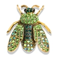 Vintage gold bee brooch with emerald green rhinestones and crystal wings detail - Gold/Green