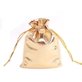 Golden double-layered drawstring gift bag with metallic sheen on white background - 7x9cm / Gold