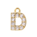 Custom gold plated letter D pendant with micro-pave white cubic zirconia stones - Alphabet Letter D (DZ00015 Gold)
