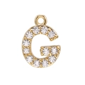 Detailed view of 18k gold plated letter G pendant with micro-paved cubic zirconia - Alphabet Letter G (DZ00018 Gold)