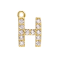 Macro detail of gold-plated capital letter H pendant encrusted with sparkling zircons - Alphabet Letter H (DZ00019 Gold)