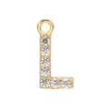 Detail of gold letter L pendant with micro-paved zircons for DIY jewelry making - Alphabet Letter L (DZ00023 Gold)