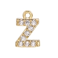 Macro detail of gold-plated letter Z pendant with micro-paved sparkling cubic zirconia - Alphabet Letter Z (DZ00037 Gold)