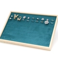 Green velvet and solid wood jewelry display tray for rings and ear studs storage - 100 Slots Ring Tray