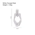 Figurine de masque abstrait blanc minimaliste en pose de réflexion avec dimensions - Mini Blanc: Style Concentré