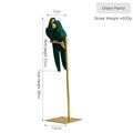 Pair of Nordic green resin parrot statues on gold metal stands, 38cm tall home decor - Couple Parrot / Green