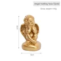 Golden resin praying cupid angel ornament with heart base for wedding decor, 8cm height - Face Cupped Angel (Gold)