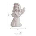 White resin praying angel girl statue with wings and flower wreath, 11cm height size - Praying Little Angel (Girl)