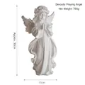 Witte biddende engel sculptuur van hars met bloemenkrans en vleugels, 30cm - Biddende Engel Beeldje XJ004A
