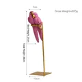 Nordic resin pink parrot figurines with gold metal stands, 38cm height home decor - Couple Parrot / Pink