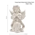 Antiek biddende engel sculptuur in wit, hoogte 21 cm, gewicht 550 g, decoratie - Biddende Engel Handen Vasthoudend (Antiek)