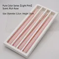 Lot de 4 bougies longues rose clair au parfum de rose pour décoration romantique - Rose Pâle (Parfum Rose)