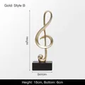Modern gouden g-sleutel muzieknoot beeldje Stijl B met zwarte basis hoogte 18cm - G-sleutel Stijl-B (A393-0002) / Goud