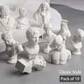 Set of 10 white resin Nordic mini Greek plaster busts including David and Apollo statues - Classic Style (E6-HCF-01-10) / 10 Pieces Pack