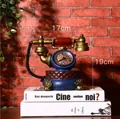Vintage Tischuhr im blauen Telefon-Design mit goldenen Akzenten Maße 17x19cm - Gold