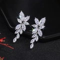 Elegant water drop marquise cluster zircon earrings with silver finish on black display - White Gold