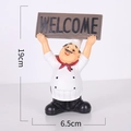 Nordic chef resin figurine holding a Welcome sign, height 19cm, for cafe tabletop decor - Type C - Hands Up Welcome Sign (19cm)