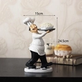 Charming chef resin figurine holding a tray of food with a checkered base, 24.5cm height - F10-CS609 Chef with Serving Dish