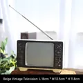 Vintage-TV-Deko aus Harz in Beige, Größe 18x12,5x11,8cm mit Metallantenne - Retro-Fernseher - Beige / 18x12.5x11.8cm