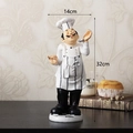 Chef figurine kitchen decor holding spoon with black and white checkerboard base - F9-CS601 Chef Holding Spoon