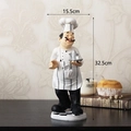 Charming chef resin figurine with silver tray for kitchen decor, height 32.5cm - F9-CS602 Chef Carrying Teapot