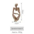 Modern abstract thinker sculpture in beige sandstone finish, B style, 25cm height - Sandstone Thinker Figurine Style B (A38-51408)