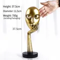 Golden Nordic retro sculpture decor on black base, height 37.5cm, weight 700g - Height 37.5cm / Gold Large