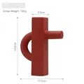 Brick red geometric ceramic vase in Nordic Morandi style for modern home decor - 1902-3 Brick Red