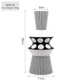Moderne schwarz-weiße geometrische Keramikvase mit Streifen und Punkten, 38 cm hoch - 38x9x17cm