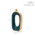 Jarrón ovalado hueco nórdico en cerámica verde esmeralda y oro, de 21x10x5cm - Mediano - Verde Dorado