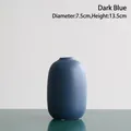 Jarrón minimalista de cerámica azul oscuro mate, forma ovalada, alto 13,5cm y ancho 7,5cm - Azul Real-TS015