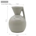 Morandi grey ceramic vase with geometric design and handle, height 17cm and weight 680g - 12x17cm / Neutral Grey