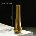 Nordic luxury gold ceramic small vase 13cm height with polished metallic finish - Mini Gold Tall Vase