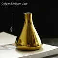Minimalist gold ceramic pear-shaped vase with mirror finish, 10cm height x 8cm width - Mini Gold Medium Vase