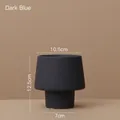 Minimalist dark blue matte ceramic mushroom vase with pedestal base and textured finish - 10.5x12.5cm / Dark Blue