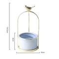 Nordic ceramic marble pot with gold metal bird handle frame, small plant holder - Small (Pot Height 6cm) / Blue Marble