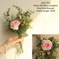 Ramo de rosas de eucalipto rosa 33cm para decoración nórdica minimalista de casa - Pequeño (33CM) / D41-2299-Rosa