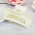 Minimalist cream white rectangular hollow hair claw clip with matte finish for women - Creamy White / Off White