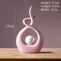 Modernes abstraktes Keramik-Ornament in Rosa mit weißer Kugel und fließenden Linien - Rosa Weiß Kurz Stil 9809