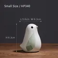 Figura de pájaro de cerámica blanca mate HP340 con motivo de hoja verde pequeña - Pequeño