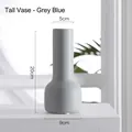 Morandi grey-blue handmade ceramic flower vase with matte finish 20cm high - Blue Tall Style